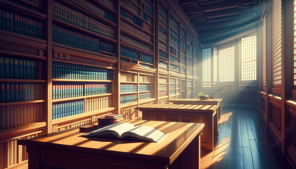 テーブルにノートや本が置かれたままの図書館