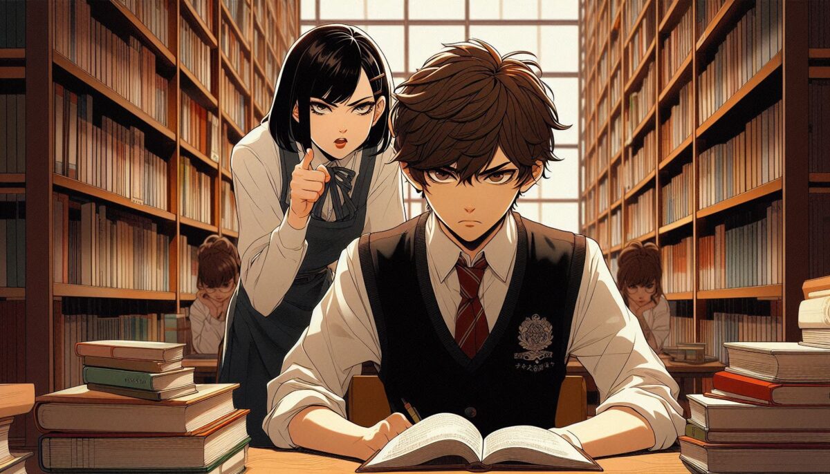 図書館で勉強していたら図書館員に怒られる男子高校生